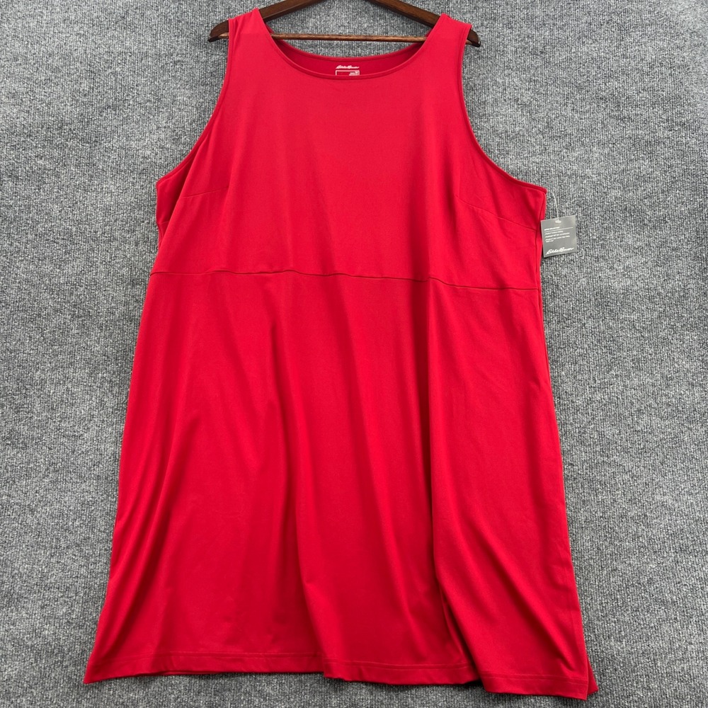 Eddie Bauer Aster UPF 50+ Dress Women 3X Scarlet Red Sleeveless Summer Sun Beach